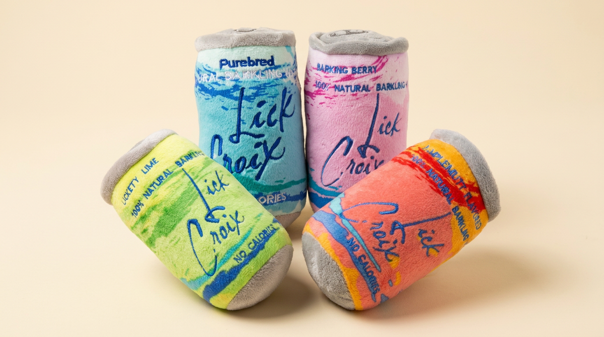 Lickcroix 4 Pack Bundle Size Large Squeaker Dog Toy — lifestyle