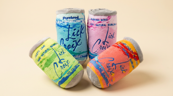 Lickcroix 4 Pack Bundle Size Large Squeaker Dog Toy — lifestyle